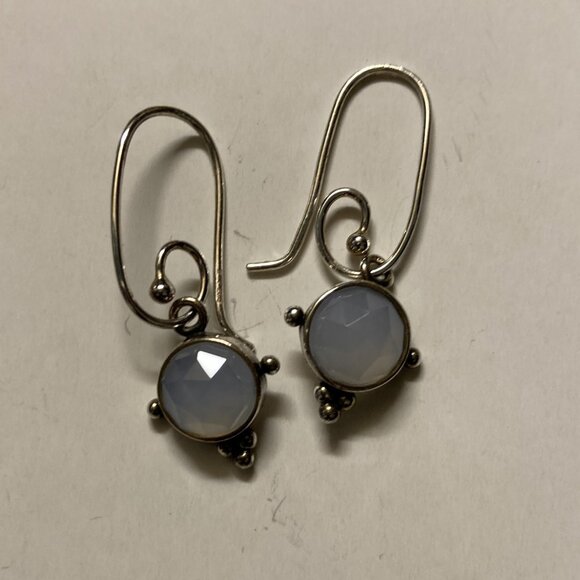 160 Sterling Silver and Moonstone Hoop Earrings, Colonial Jewelers - Picture 5 of 14